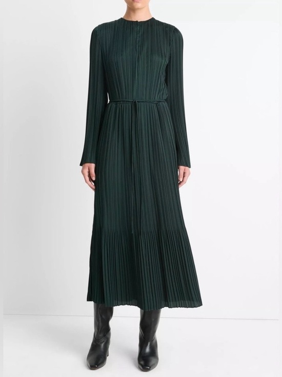 Vince Dresses & Skirts - Vince Pleated Satin Long Sleeve Dress Size XS